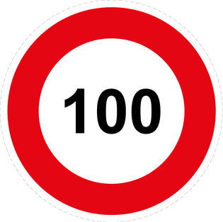 Bandensnelheidsticker "100 rood  rand" EW-CAR1000-100