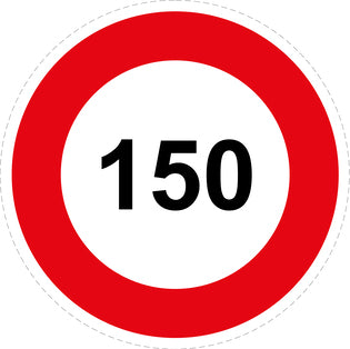 Bandensnelheidsticker "150 rood rand" EW-CAR1000-150