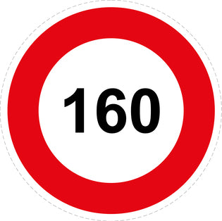 Bandensnelheidsticker "160 rood rand" EW-CAR1000-160