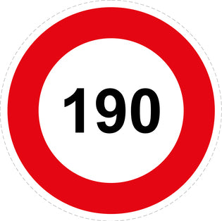 Bandensnelheidsticker "190 rood rand" EW-CAR1000-190