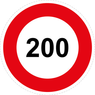 Bandensnelheidsticker "200 rood rand" EW-CAR1000-200