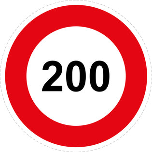 Bandensnelheidsticker "200 rood  rand" EW-CAR1000-200
