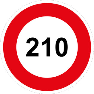 Bandensnelheidsticker "210 rood rand" EW-CAR1000-210