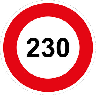 Bandensnelheidsticker "230 rood rand" EW-CAR1000-230