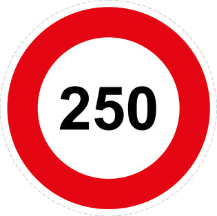 Bandensnelheidsticker "250 rood rand" EW-CAR1000-250