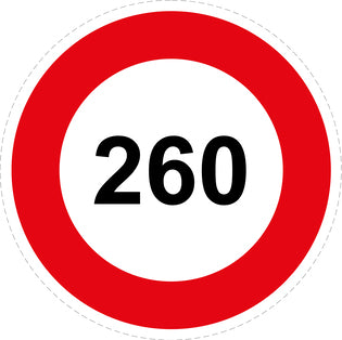 Bandensnelheidsticker "260 rood rand" EW-CAR1000-260