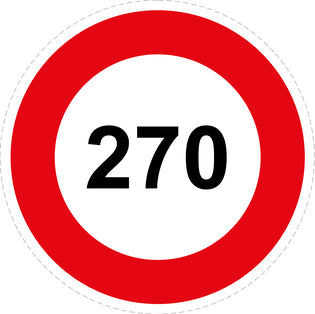 Bandensnelheidsticker "270 rood rand" EW-CAR1000-270