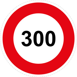 Bandensnelheidsticker "300 rood rand" EW-CAR1000-300