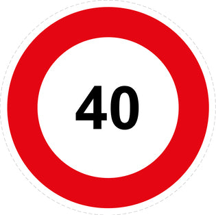 Bandensnelheidsticker "40 rood rand" EW-CAR1000-40