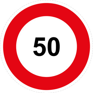 Bandensnelheidsticker "50 rood rand" EW-CAR1000-50