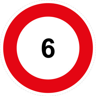 Bandensnelheidsticker "6 rood rand" EW-CAR1000-6