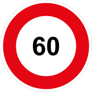 Bandensnelheidsticker "60 rood rand" EW-CAR1000-60