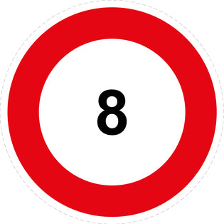 Bandensnelheidsticker "8 rood rand" EW-CAR1000-8