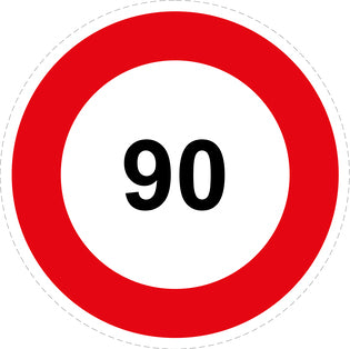 Bandensnelheidsticker "90 rood rand" EW-CAR1000-90