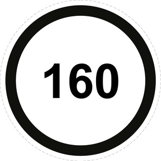 Bandensnelheidsticker "160 zwart rand" EW-CAR1500-160