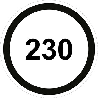 Bandensnelheidsticker "230 zwart rand" EW-CAR1500-230