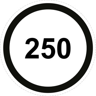 Bandensnelheidsticker "250 zwart rand" EW-CAR1500-250