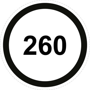Bandensnelheidsticker "260 zwart rand" EW-CAR1500-260