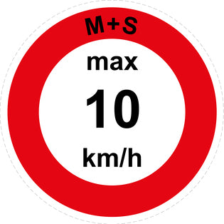 Snelheidssticker "M+S max 10 km/h rood rand" EW-CAR1600-10