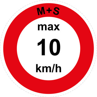 Snelheidssticker "M+S max 10 km/h rood rand"  EW-CAR1600-10