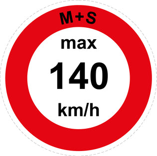 Snelheidssticker "M+S max 140 km/h rood rand"  EW-CAR1600-140