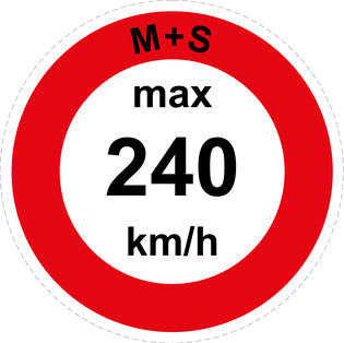 Snelheidssticker "M+S max 240 km/h rood rand" EW-CAR1600-240