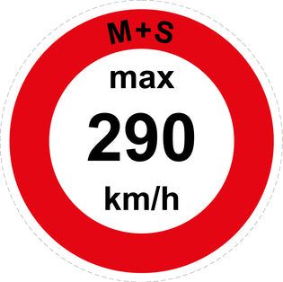 Snelheidssticker "M+S max 290 km/h rood rand" EW-CAR1600-290