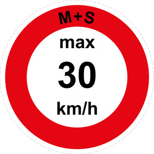 Snelheidssticker "M+S max 30 km/h rood rand"  EW-CAR1600-30