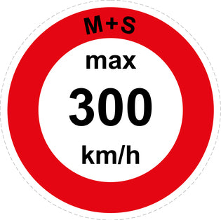 Snelheidssticker "M+S max 300 km/h rood rand" EW-CAR1600-300