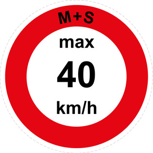 Snelheidssticker "M+S max 40 km/h rood rand"  EW-CAR1600-40