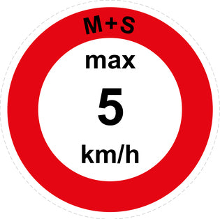 Snelheidssticker "M+S max 5 km/h rood rand" EW-CAR1600-5