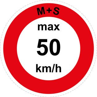 Snelheidssticker "M+S max 50 km/h rood rand"  EW-CAR1600-50