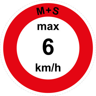 Snelheidssticker "M+S max 6 km/h rood rand"  EW-CAR1600-6