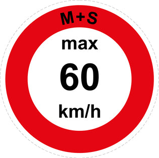 Snelheidssticker "M+S max 60 km/h rood rand"  EW-CAR1600-60