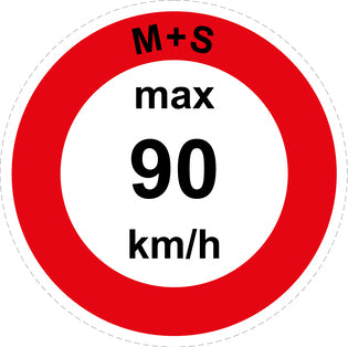 Snelheidssticker "M+S max 90 km/h rood rand" EW-CAR1600-90