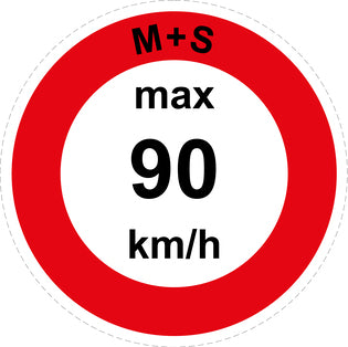 Snelheidssticker "M+S max 90 km/h rood rand"  EW-CAR1600-90