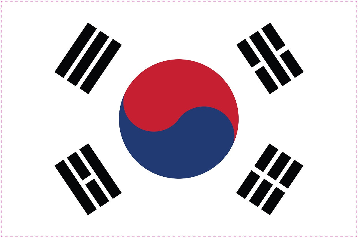 Sticker vlag van Zuid-Korea 5-60cm Weerbestendig ES-FL-SKO