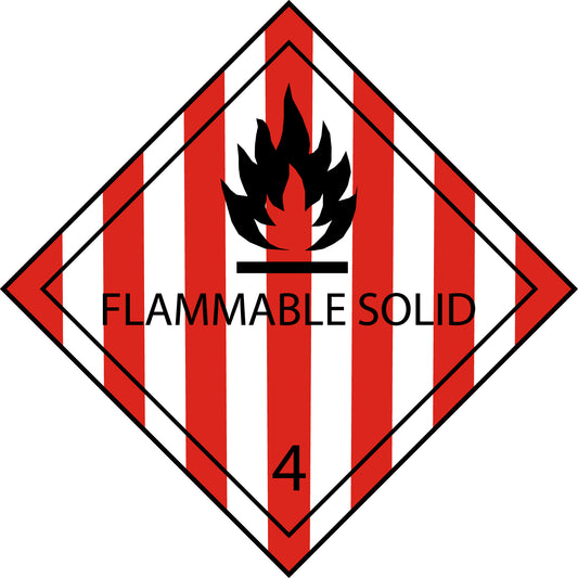 100 etiketten voor gevaarlijke goederen "ES-GG-04-02" 5x5cm of 10x10 cm van papier of plastic ES-GG-04-02