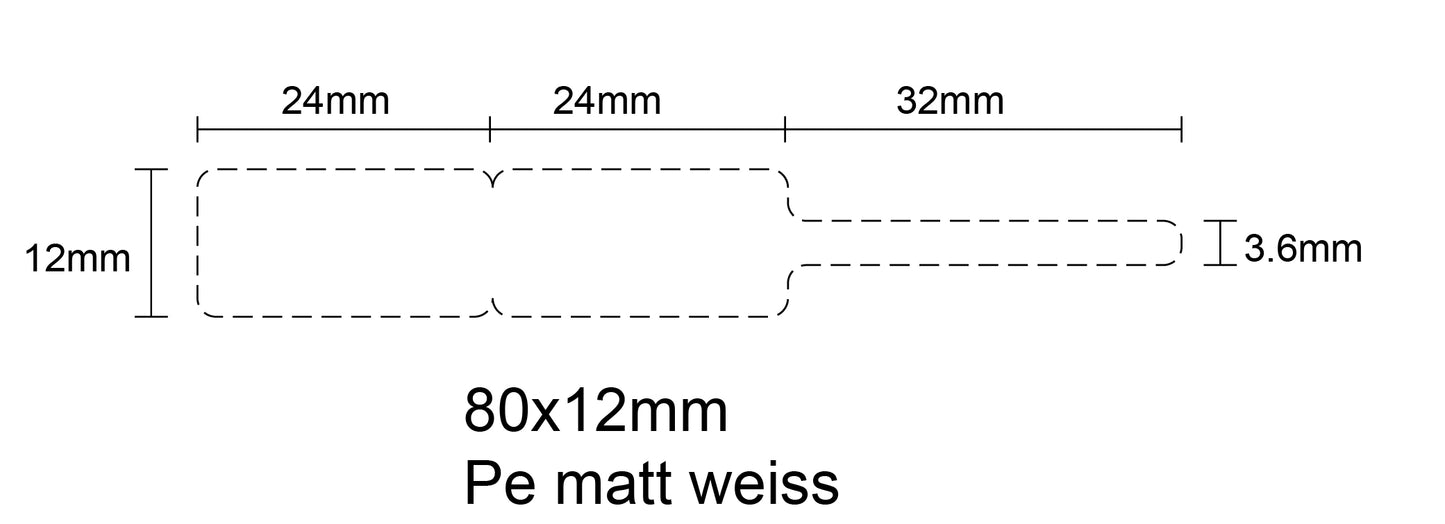 1000 juwelenlabels, ringlabels, 80x12mm op een rol van kunststof. Sterke kleefkracht, EW-Ju-PE-8012-0
