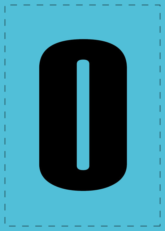 Letter 0 zelfklevende letters en cijferstickers zwart lettertype Blauw achtergrond ES-NPVC-0-50