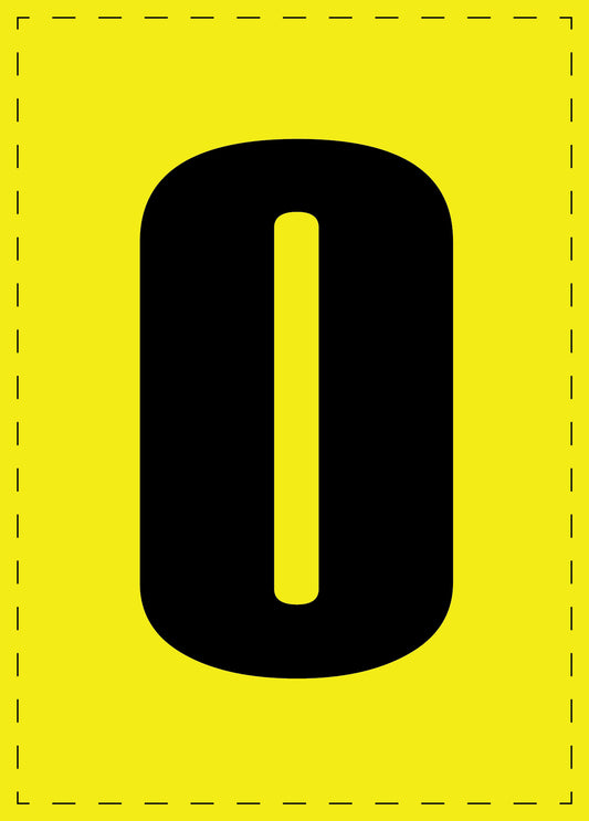Letter 0 zelfklevende letters en cijferstickers zwart lettertype gele achtergrond ES-NPVC-0-3
