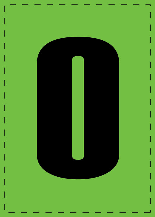 Letter 0 zelfklevende letters en cijferstickers zwart lettertype groen achtergrond ES-NPVC-0-67