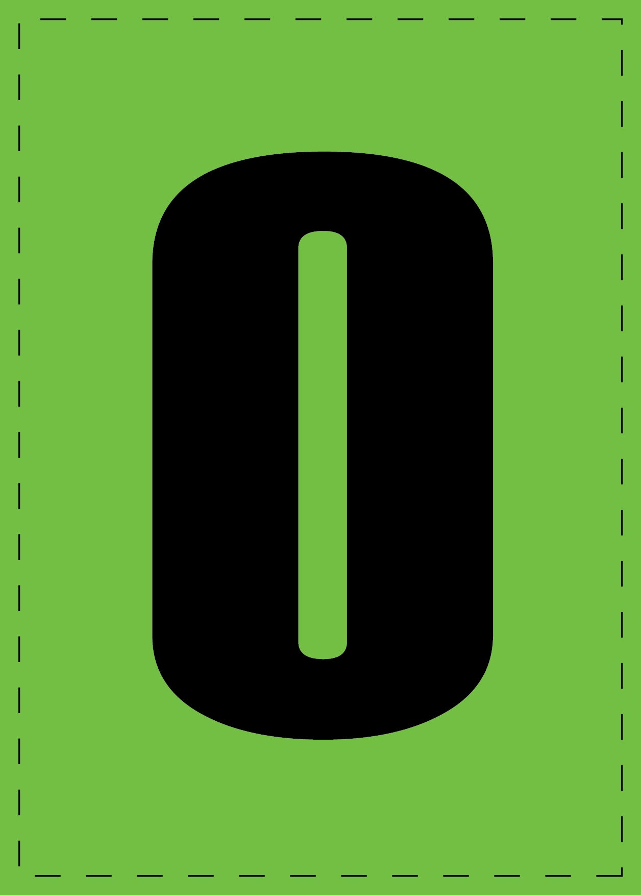 Letter 0 zelfklevende letters en cijferstickers zwart lettertype groen achtergrond ES-NPVC-0-67