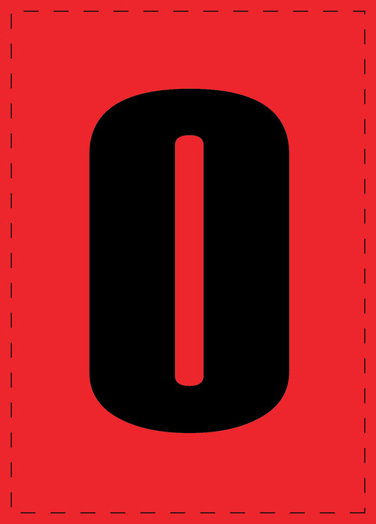 Letter 0 zelfklevende letters en cijferstickers zwart lettertype Rood achtergrond ES-NPVC-0-14