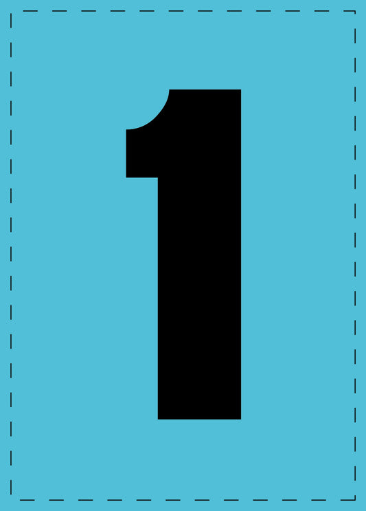 Letter 1 zelfklevende letters en cijferstickers zwart lettertype Blauw achtergrond ES-NPVC-1-50