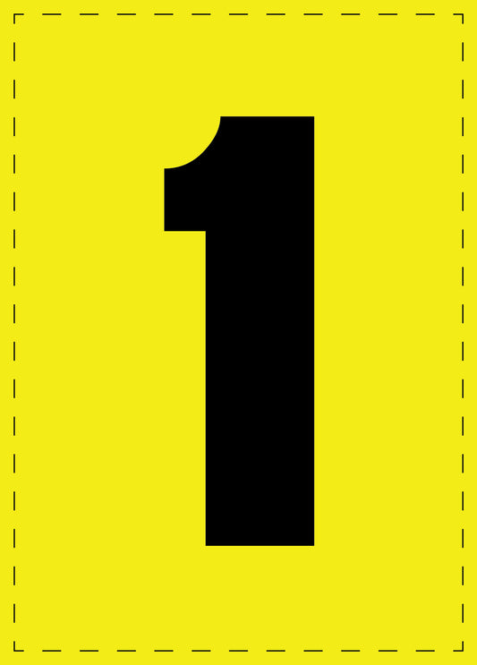 Letter 1 zelfklevende letters en cijferstickers zwart lettertype gele achtergrond ES-NPVC-1-3