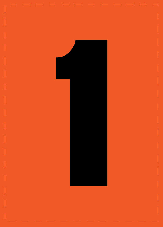 Letter 1 zelfklevende letters en cijferstickers zwart lettertype Oranje achtergrond ES-NPVC-1-8