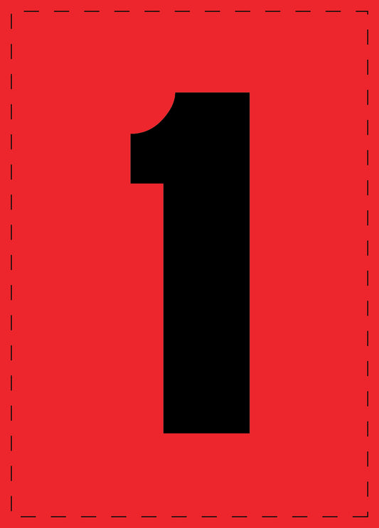 Letter 1 zelfklevende letters en cijferstickers zwart lettertype Rood achtergrond ES-NPVC-1-14