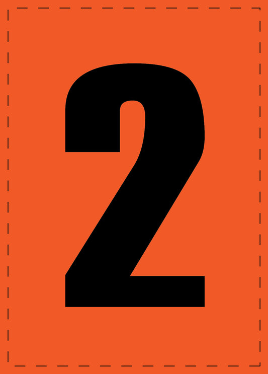 Letter 2 zelfklevende letters en cijferstickers zwart lettertype Oranje achtergrond ES-NPVC-2-8