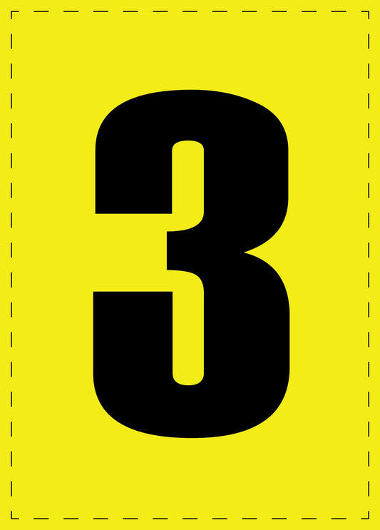 Letter 3 zelfklevende letters en cijferstickers zwart lettertype gele achtergrond ES-NPVC-3-3